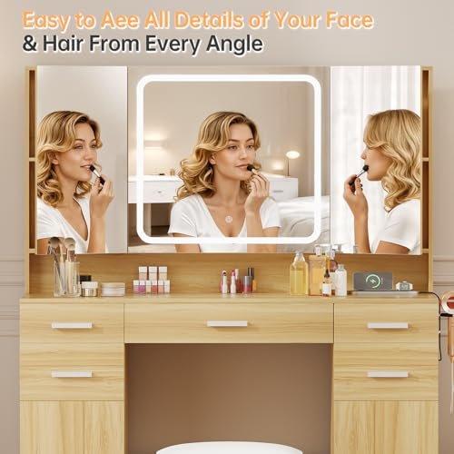 Airynee - Airynee Vanity Desk with Mirror and Light