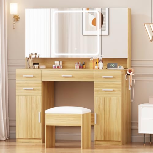 Airynee Vanity Desk with Mirror and Light